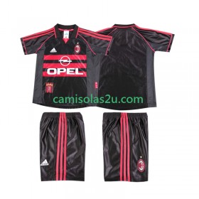 Camisolas de futebol AC Milan 1999 Retro Criança Equipamento 3ª 1998 Manga Curta